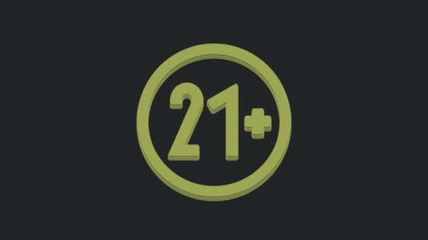 Zielony 21 plus ikona odizolowana na czarnym tle. Ikona treści dla dorosłych. 4K Animacja graficzna ruchu wideo. - Materiał filmowy, wideo