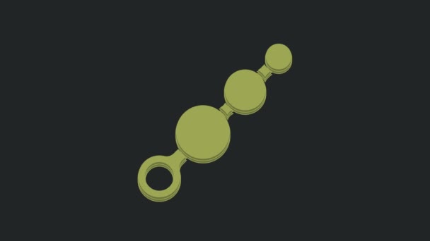 Grüne Anal Perlen Symbol isoliert auf schwarzem Hintergrund. Anal Kugeln Zeichen. Fetisch-Accessoire. Sexspielzeug für Männer und Frauen. 4K Video Motion Grafik Animation. - Filmmaterial, Video