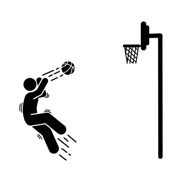 Jugador de baloncesto negro icono simple sobre fondo blanco. Ilustración vectorial. - Vector, imagen