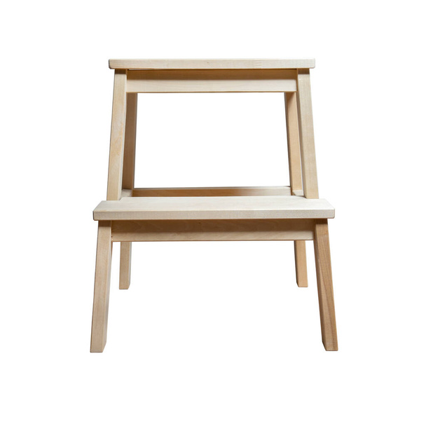 front view of  modern  wooden step stool isolated on white background - Valokuva, kuva