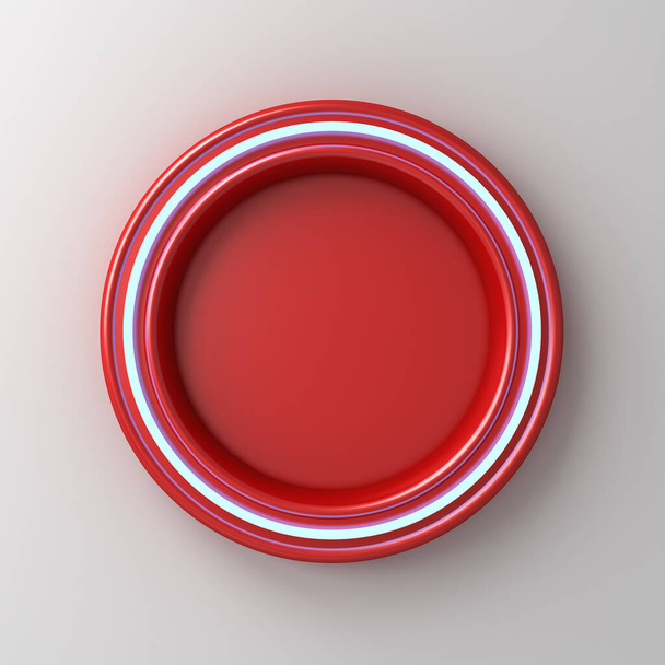 Moderni punainen pyöreä merkki sininen neon lamppu eristetty valkoinen seinä tausta varjo 3D renderöinti - Valokuva, kuva