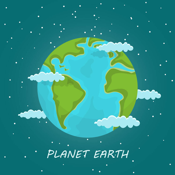 Illustrazione del pianeta terra. Illustrazione vettoriale. Design dei cartoni animati. - Vettoriali, immagini