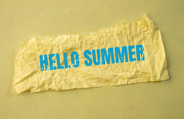 Hello Summer words written on paper. Summer concept background. - Фото, зображення
