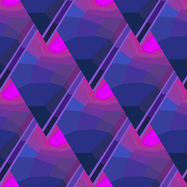 Abstraktes, nahtloses Muster gradientaler abgewinkelter Formen in Neonfarben. Vektor wiederholt geometrisches Design - Vektor, Bild