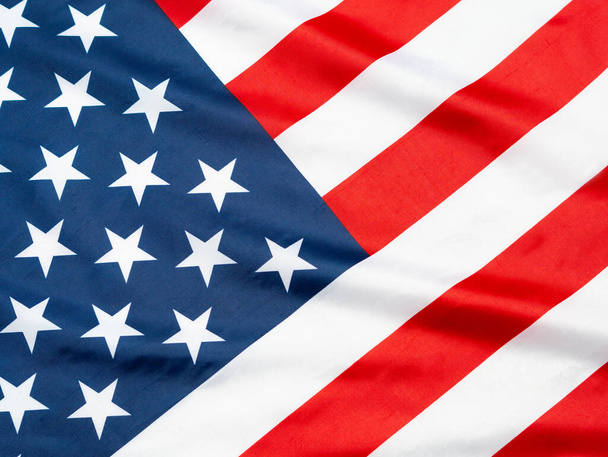 Nationalflagge der Vereinigten Staaten von Amerika. Rote weiße und blaue Streifen und Sterne. 4. Juli, Veteranentag, Gedenktag, Tag der Arbeit, Tag des Präsidenten - Foto, Bild