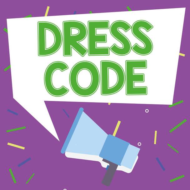 Inspirace ukazující znamení Dress Code, Konceptuální foto akceptovaný způsob oblékání pro konkrétní příležitost nebo skupinu - Fotografie, Obrázek