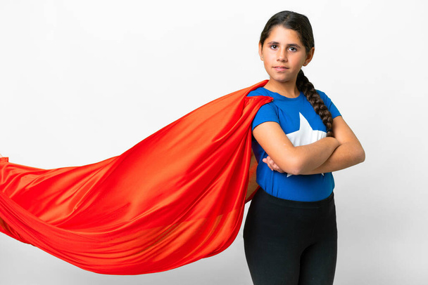 Super Hero girl over isolated white background - Valokuva, kuva
