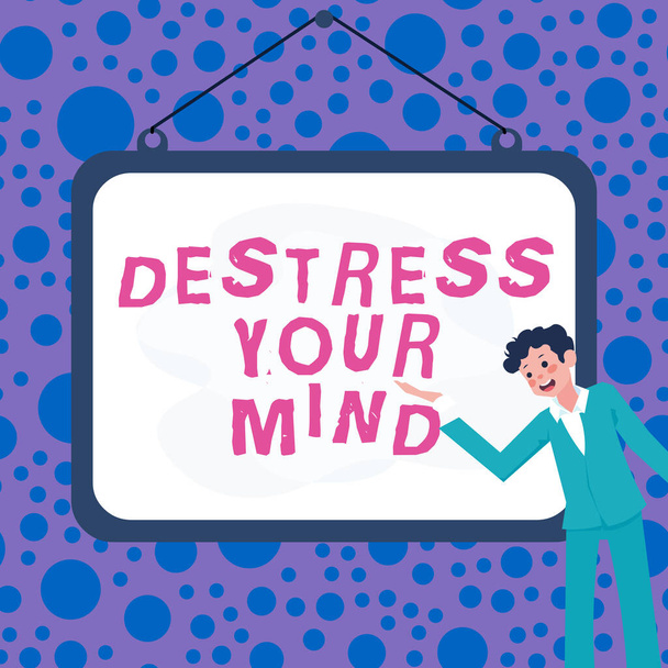 Текст рукописного тексту Destress Your Mind, бізнес-ідея вивільнити ментальну напругу, зменшити стрес
 - Фото, зображення