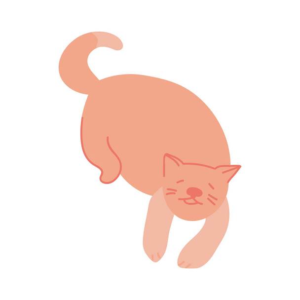 Single hand drawn cat in a funny pose. Vector illustration. Isolated on a white background. - Vektor, kép