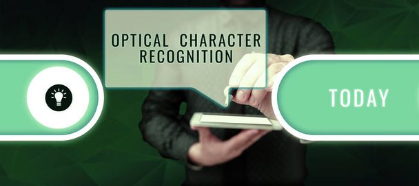 Conceptual display Optical Character Recognition, Business showcase the identification of printed characters - Photo, Image