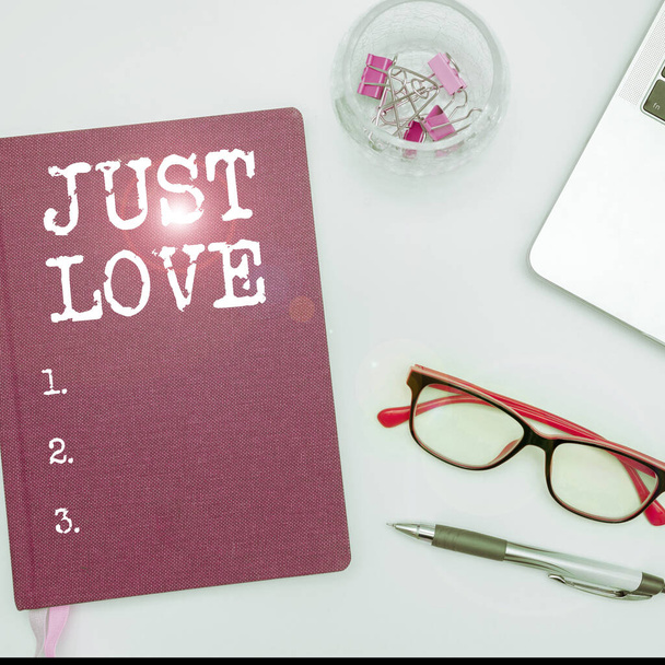 Textový nápis ukazující Just Love, Business idea se fyzicky zajímá o někoho emocionální náklonnost - Fotografie, Obrázek