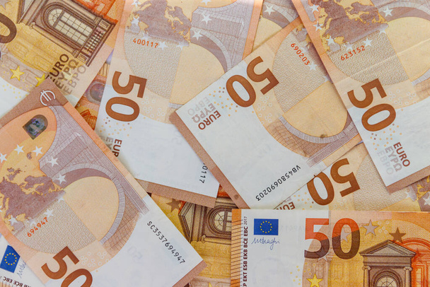 Background of the fifty euro banknotes - Photo, Image