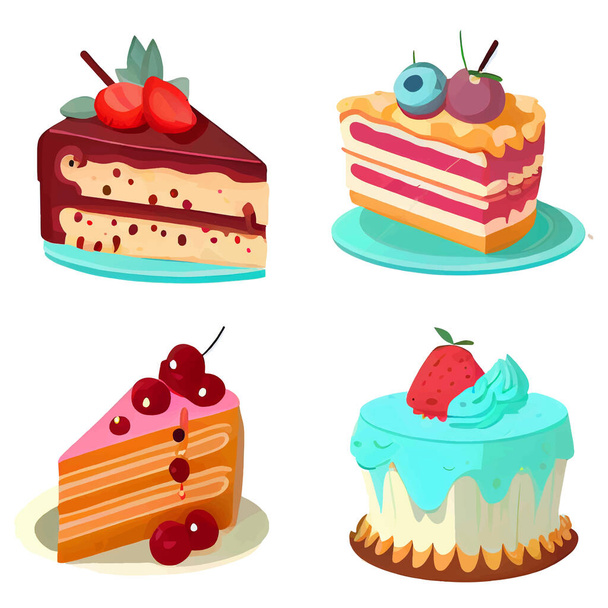 set vector illustration of slice cake isolating background. - Vector, Imagen
