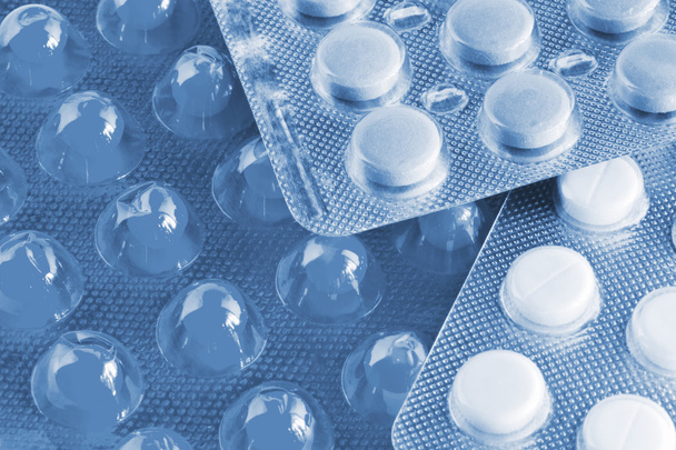 orvosi tabletták, kék árnyalat - Fotó, kép