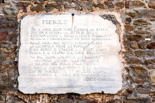 мармурова плита на стіні в місті Fiesole монастир - Фото, зображення