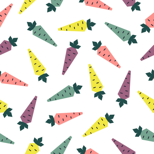 Colorful carrots seamless pattern. Background for Easter or baby design. Vector illustration - Vector, afbeelding