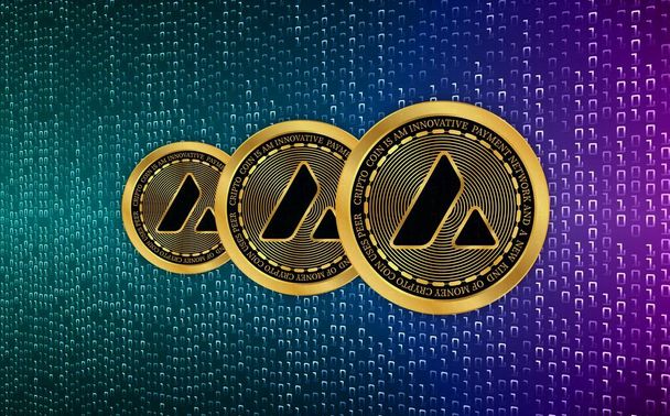 avalanche-avax virtual currency image in the digital background. 3d illustrations. - 写真・画像