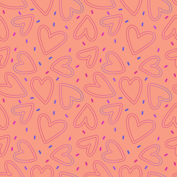 Valentines hearts cartoon pattern for wrapping paper and kids clothes print and fabrics and accessories and linens and textiles. High quality illustration - Foto, Imagem