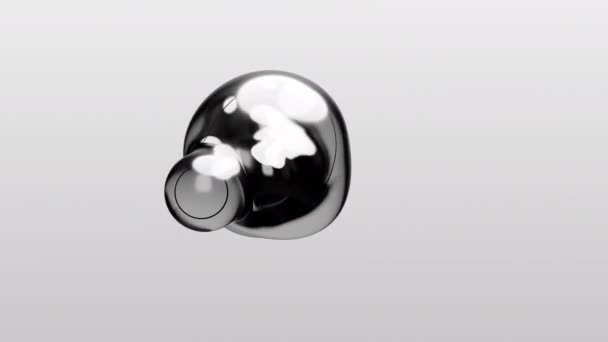3d renderen beweging ontwerp animatie grijs zwart transparant glanzend grijs metaball vloeibaar zilver metaal meta bal overgang vervorming proces op witte achtergrond medische zakelijke presentatie achtergrond - Video