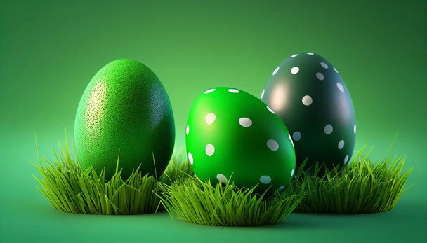 Huevo de Pascua en la hierba
 - Foto, imagen