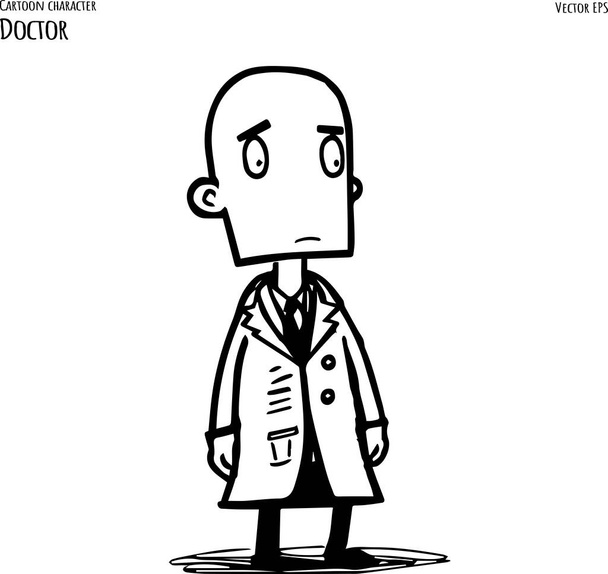 医師の手描き漫画ベクトルイラスト。ベクターイラスト - ベクター画像