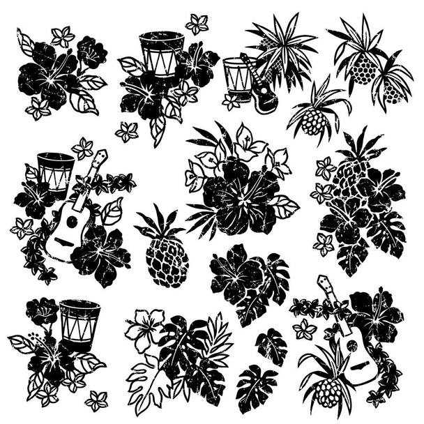 Simple and cute aloha shirt material collection, - Вектор,изображение