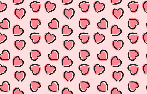 Seamless hearts pattern. Ready template for design, postcards, print, poster, party, Valentine's day, vintage textile, Vector, Art, wallpaper, background. - Vektör, Görsel