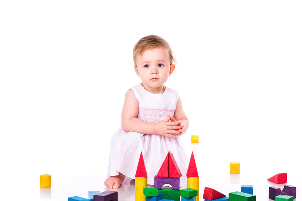 Beautiful baby building with cubes - Foto, Imagem