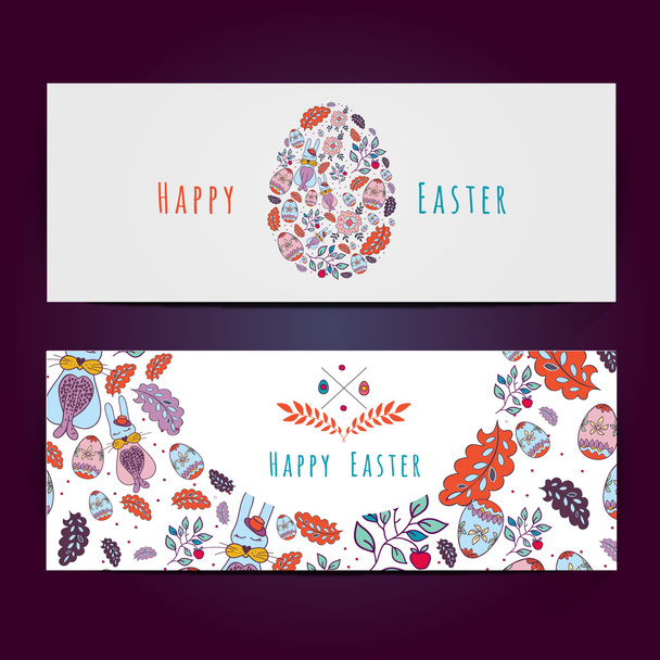 Happy Easter Hipster banners with Eggs. Vector illustration - ベクター画像