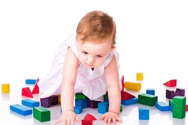 Beautiful baby building with cubes - Foto, Imagem