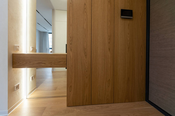 Stylish hallway with wooden furniture. - Photo, image