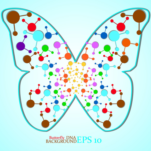 ADN molecular a lo largo de la mariposa del contorno. Fondo abstracto. Eps10.Ilustración del vector
 - Vector, imagen