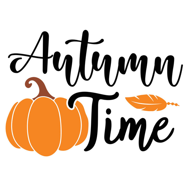 autumn time  typographic vector design, isolated text, lettering composition   - Διάνυσμα, εικόνα