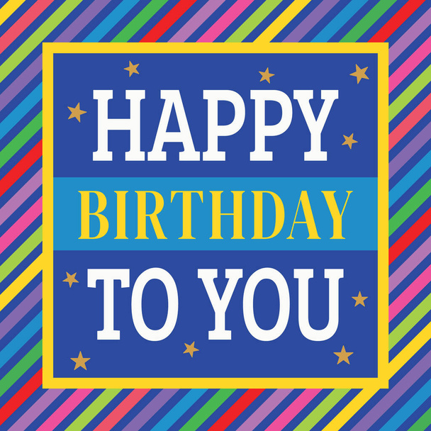 Happy birthday card with colorful lines and stars - Vector, Imagen