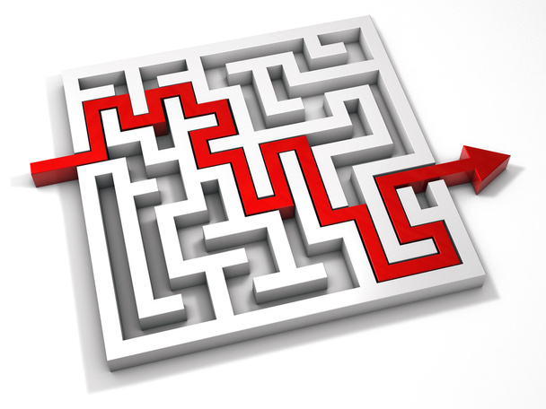 Labyrinth maze 3d red - 写真・画像