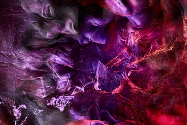 Pink lilac abstract ocean background. Splashes and waves of paint under water, clouds of interstellar smoke in motion - Фото, зображення