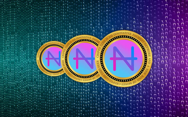 Bilder der virtuellen Währung nano-nxo. 3D-Abbildungen - Foto, Bild