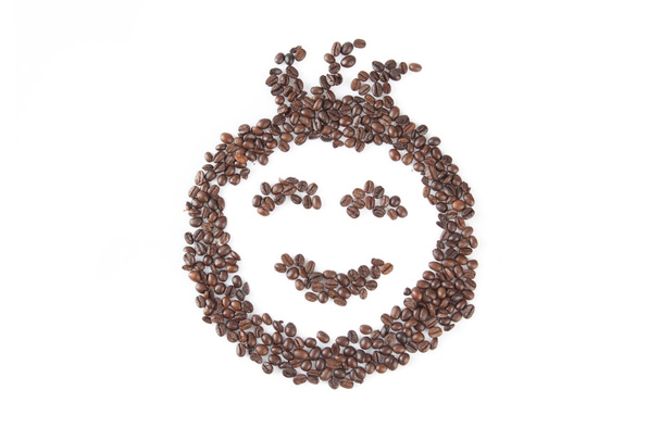 Roasted coffee beans in smile face shape - Fotografie, Obrázek