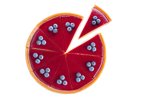 cheesecake with blueberries on a white background one piece separately - Photo, Image