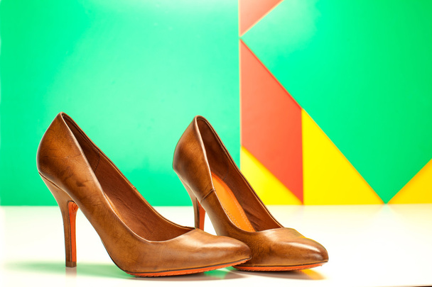 brown high heels shoes - Foto, immagini