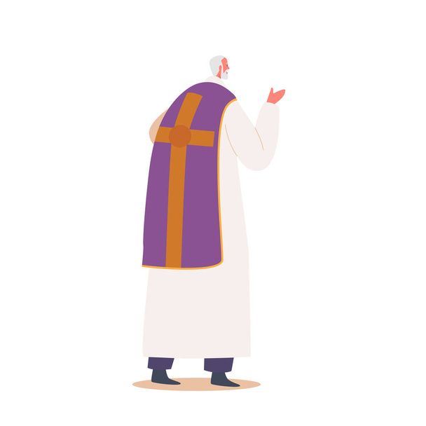 Priest Character, Spiritual Leader And Guide For The Catholic Community. Member Of Church who Perform Religious Rituals, Including Mass, Baptism, And Confession. Cartoon People Vector Illustration - Vector, Image