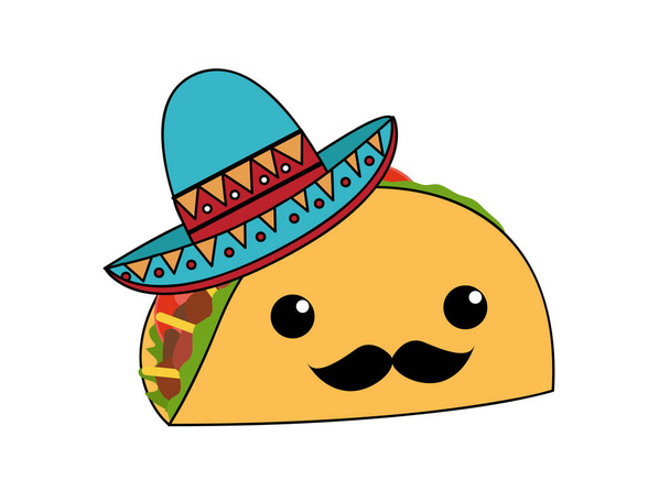 Taco vector illustration in cartoon style. Taco mexican food.  - Vector, afbeelding
