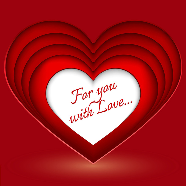 Valentines day background - Red hearts - Vector illustration - Vettoriali, immagini
