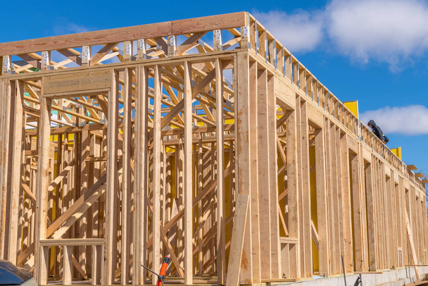 nuovo telaio per legno compensato casa legno plank lavoro alto - Foto, immagini