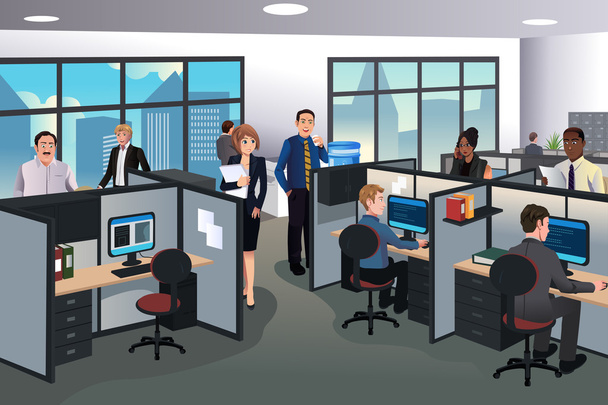 Lidé pracující v kanceláři - Vektor, obrázek