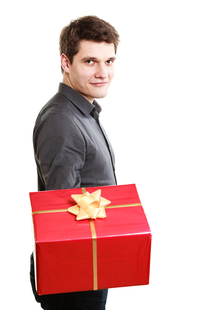 Man giving red gift box - Foto, Bild