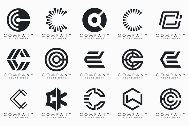 creative letter C logo icon set. design for business of luxury, elegant, simple. - Vektör, Görsel