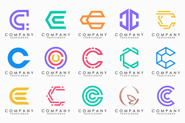 creative letter C logo icon set. design for business of luxury, elegant, simple. - Vektör, Görsel