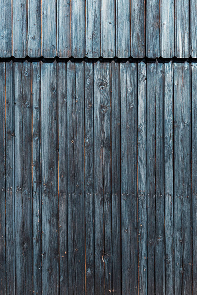 Old rustic pine wood wall painted in black as background, texture of cottage facade - Φωτογραφία, εικόνα