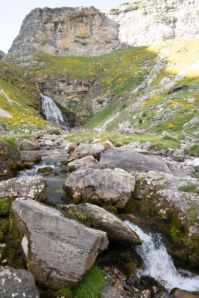 amazing waterfall in Ordesa National Park in the Spanish Pyrenees. High quality photo - Photo, Image